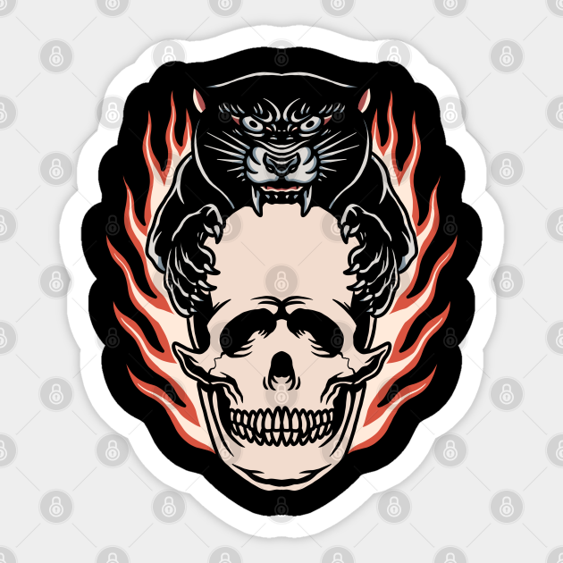 skull panther tattoo Tattoo Sticker TeePublic